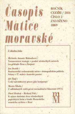 Časopis Matice moravské ročník CXXXIII /2014 číslo 2